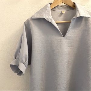 Dusty Blue Collared Tunic
